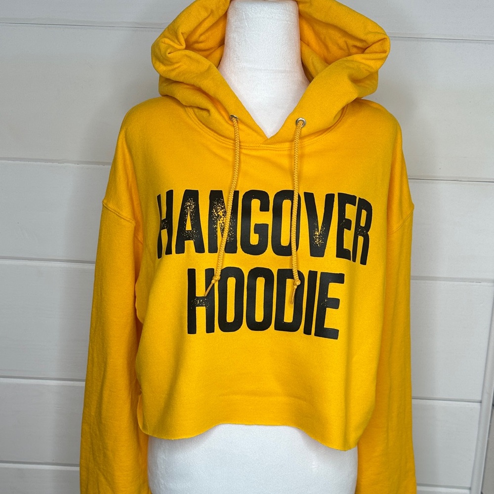 Yellow Hangover Hoodie Cropped Sweater